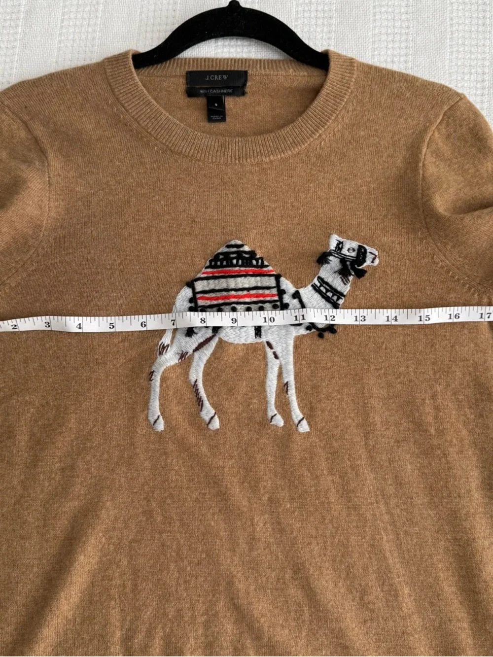 J. Crew Camel Cashmere-Blend Crewneck Sweater